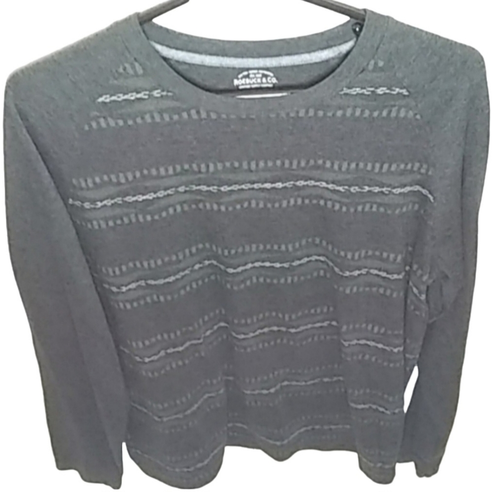 ROEBUCK & Co. Men's Long Sleeve T-shirt. Charcoal & Green, LARGE